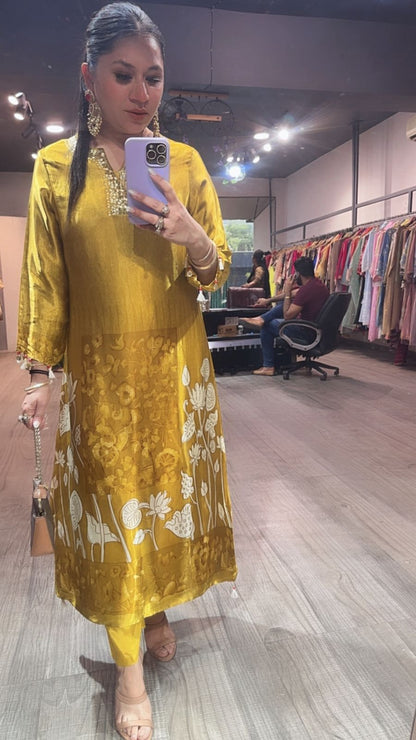 Papaya Mustard Yellow Tunic Set