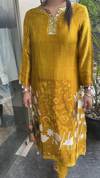 Papaya Mustard Yellow Tunic Set