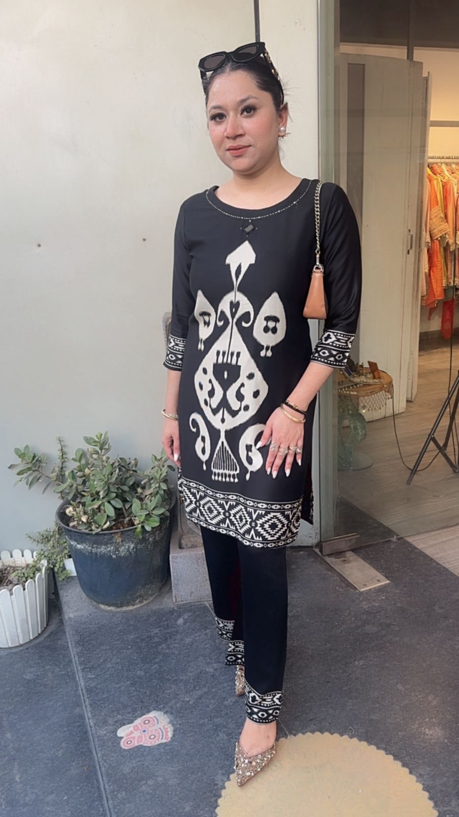 Korea Black Digital Cotton Cordset