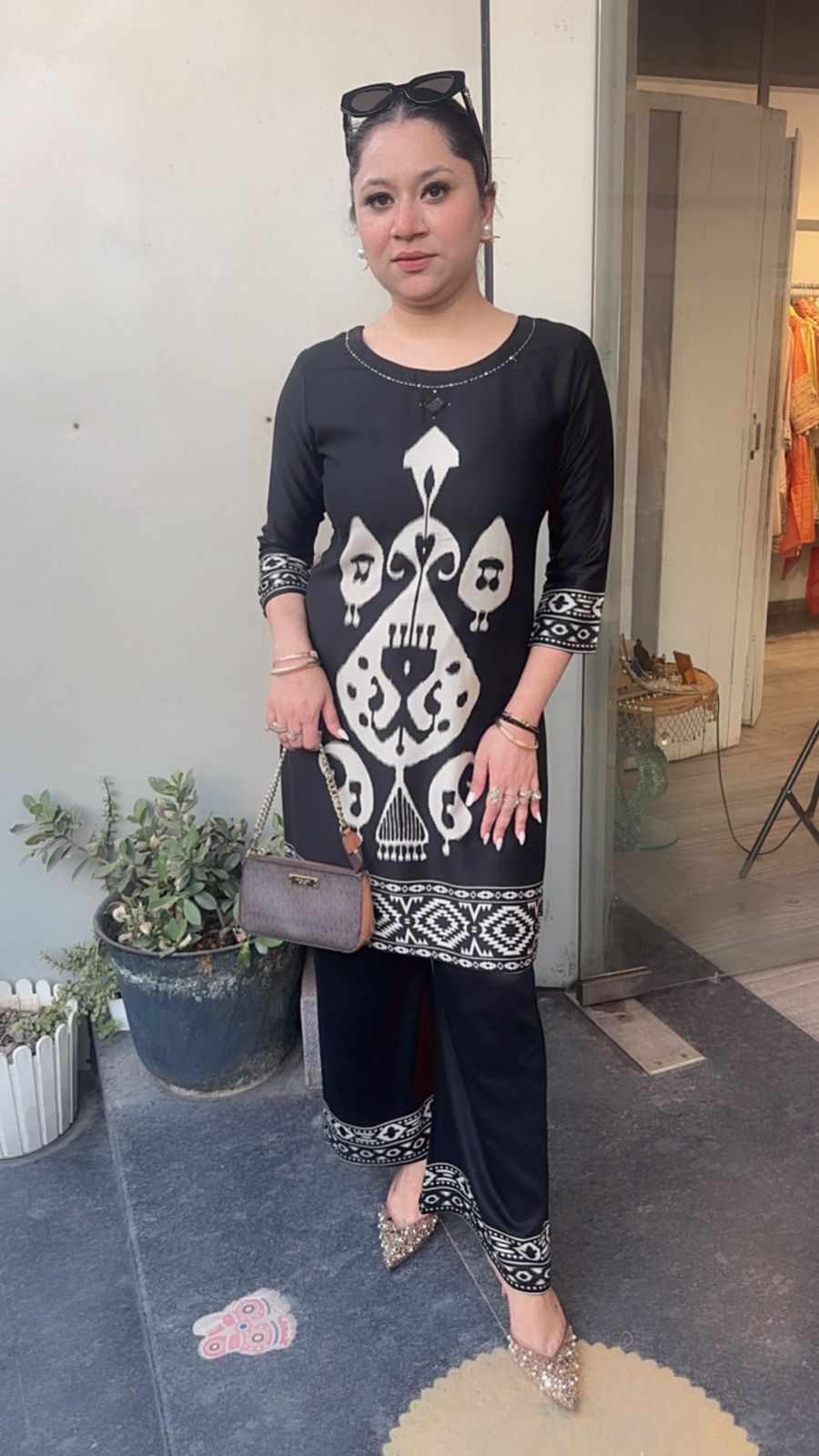 Korea Black Digital Cotton Cordset