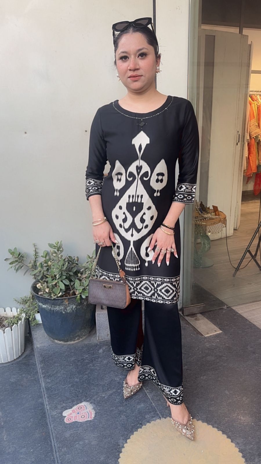 Korea Black Digital Cotton Cordset