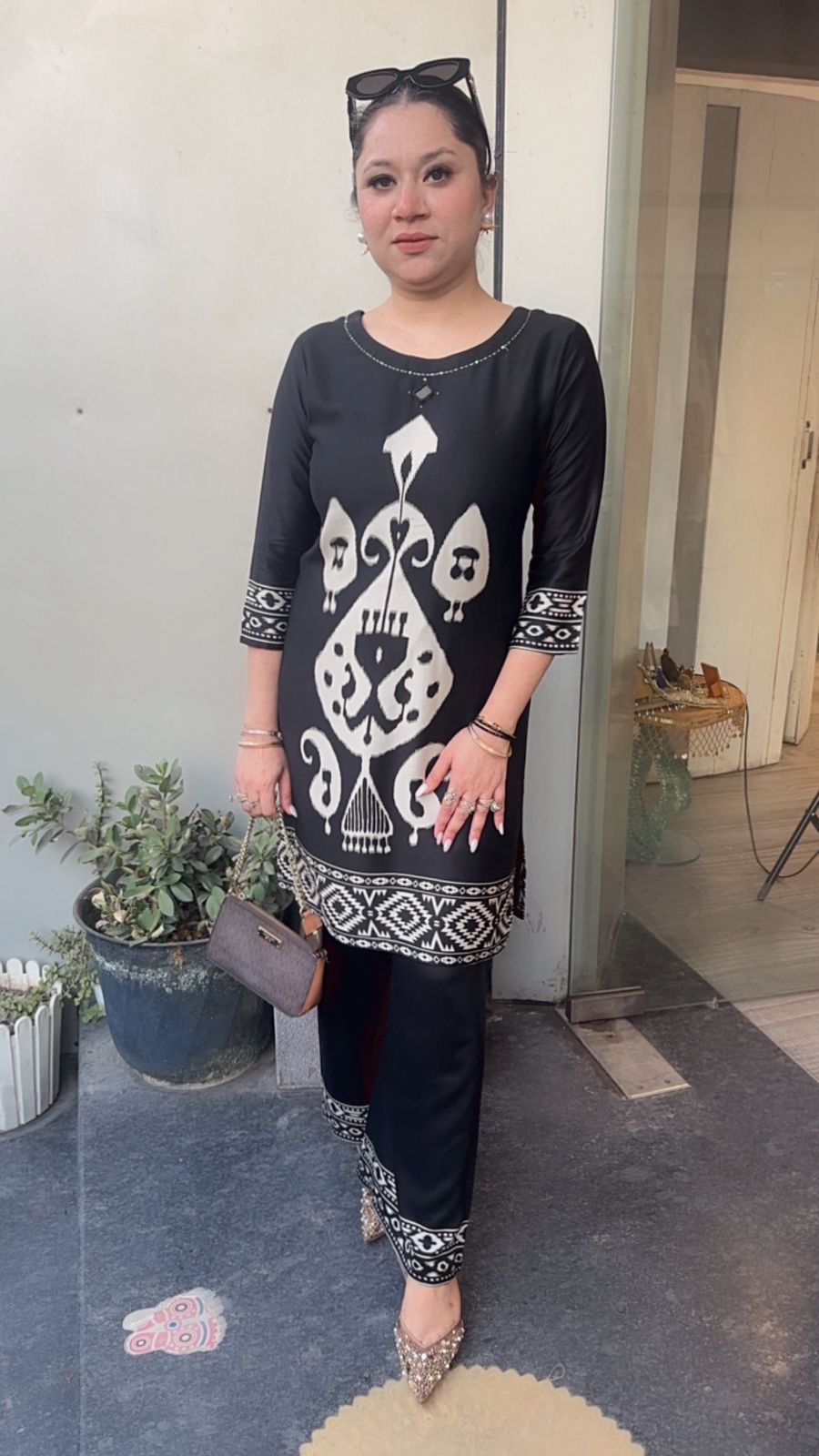 Korea Black Digital Cotton Cordset