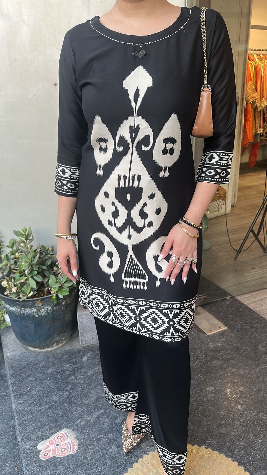 Korea Black Digital Cotton Cordset