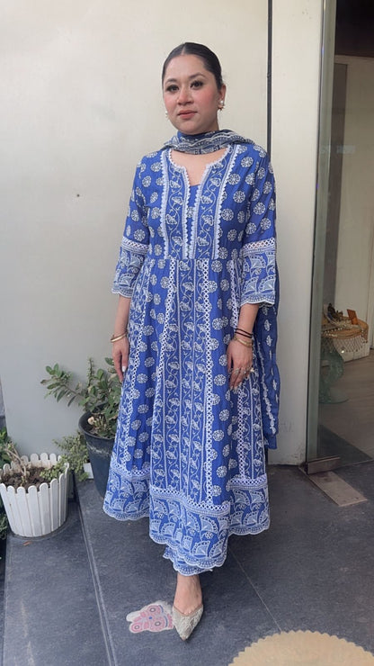 Meher Electric Blue Thread work Designer Suit