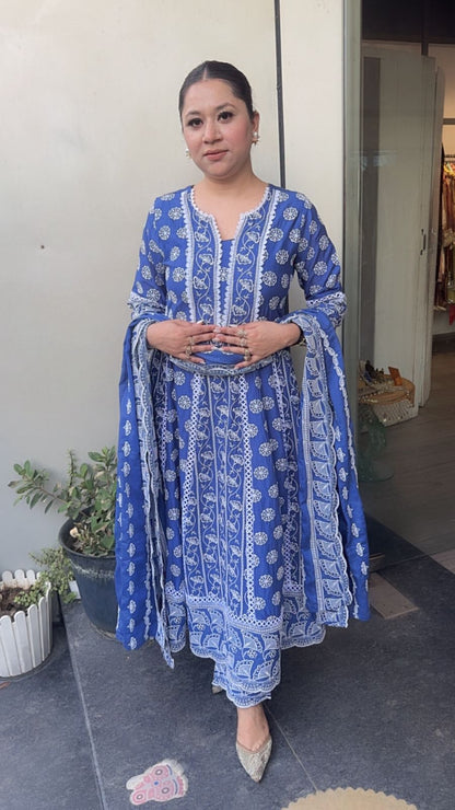 Meher Electric Blue Thread work Designer Suit