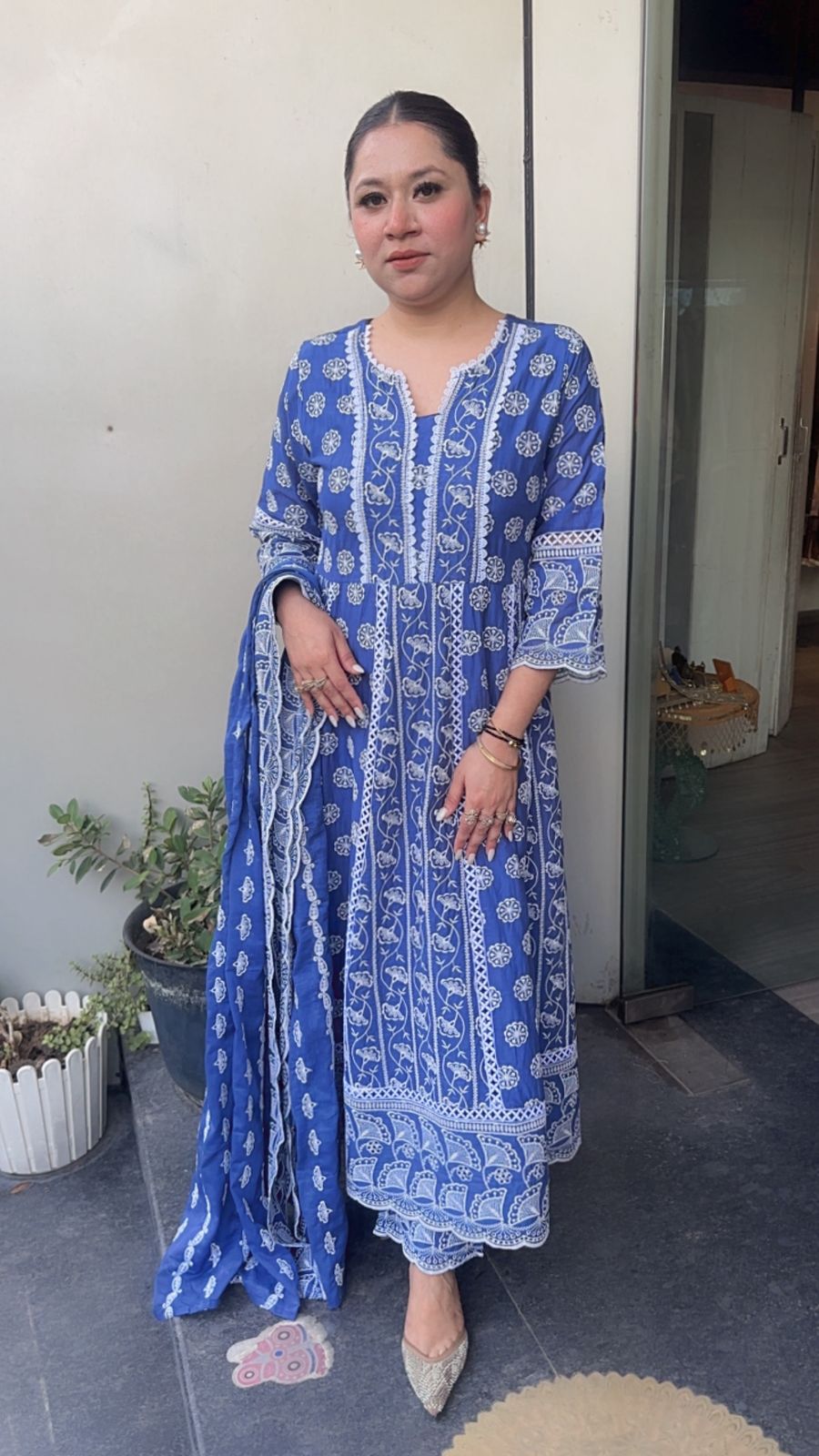 Meher Electric Blue Thread work Designer Suit