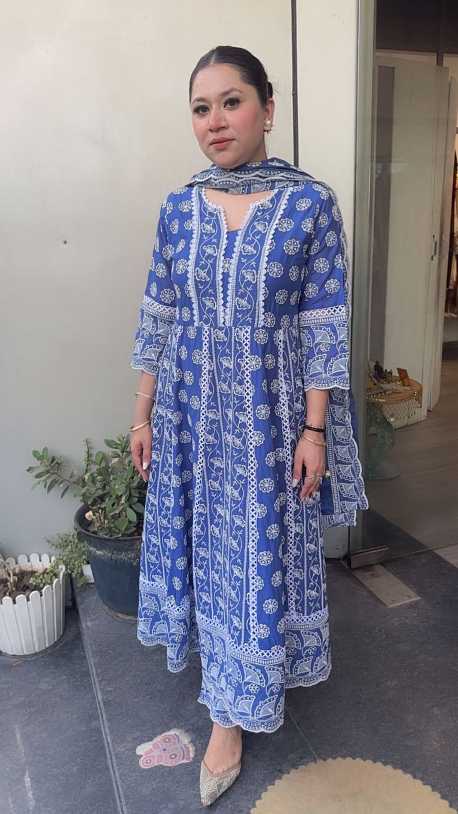 Meher Electric Blue Thread work Designer Suit