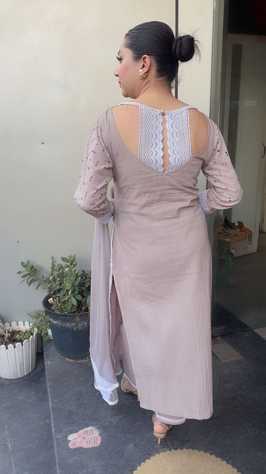 Bakshi Grey chiffle Cotton Designer Suit