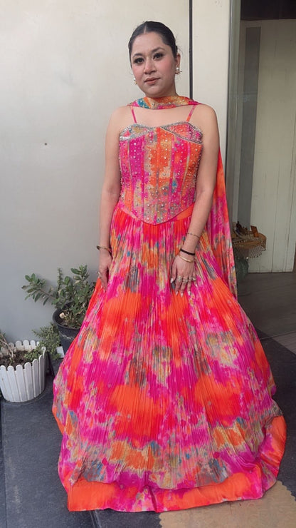 Maysa multicolour Designer Lengha