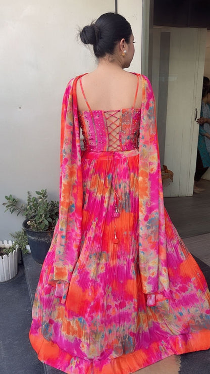Maysa multicolour Designer Lengha