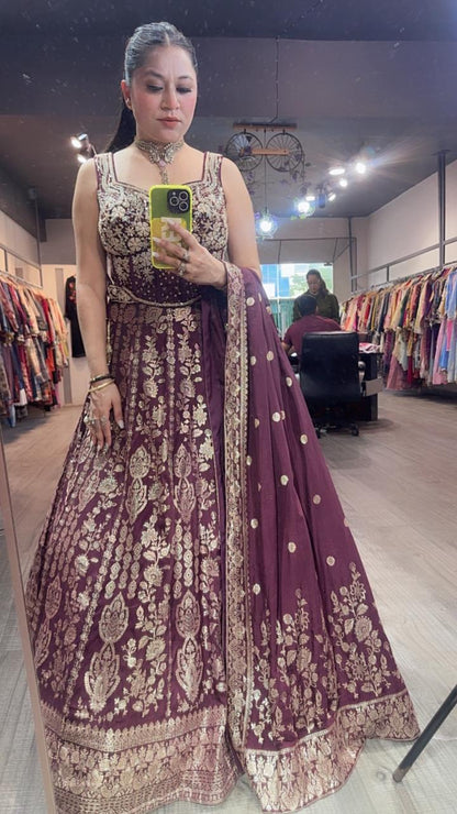 Jodha wine Banarasi Designer  Lengha