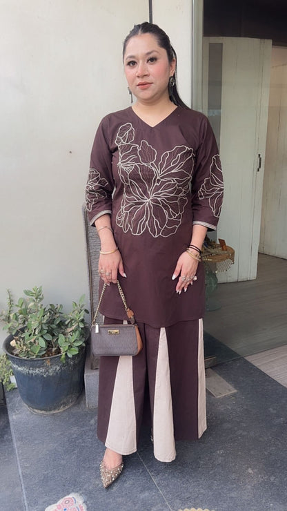 Urban Brown Beige Cotton Designer Cordset