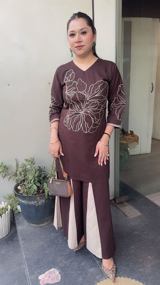 Urban Brown Beige Cotton Designer Cordset