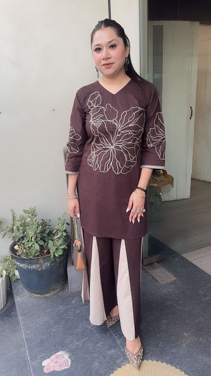 Urban Brown Beige Cotton Designer Cordset