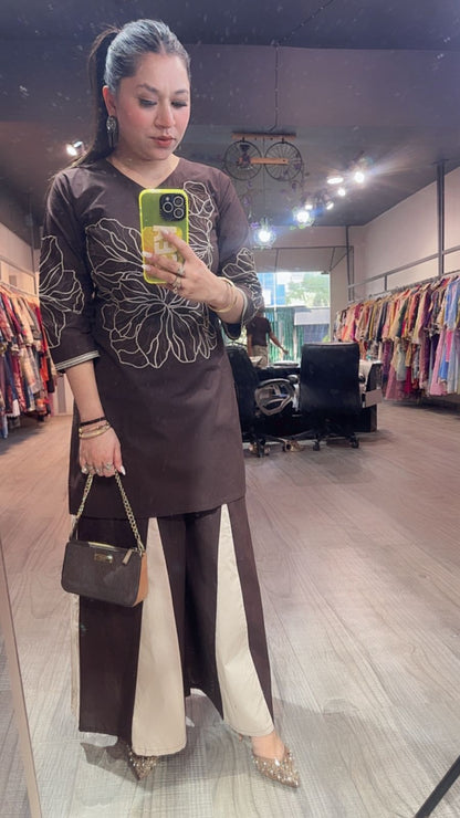 Urban Brown Beige Cotton Designer Cordset