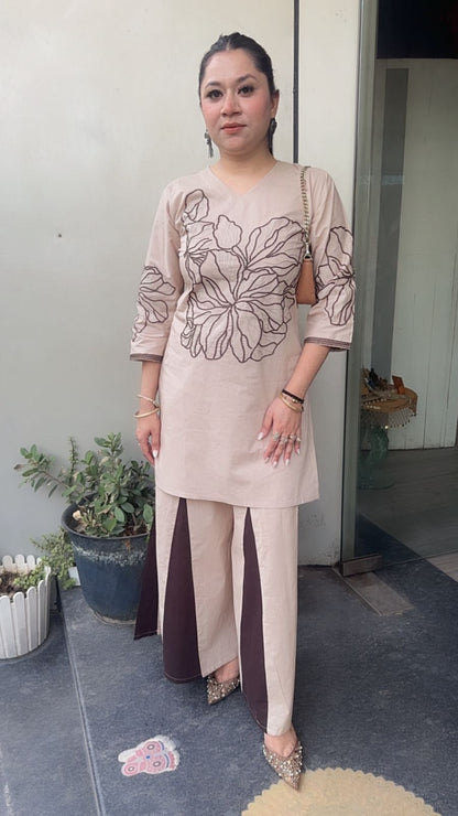 Urban Beige Brown Cotton Designer Cordset
