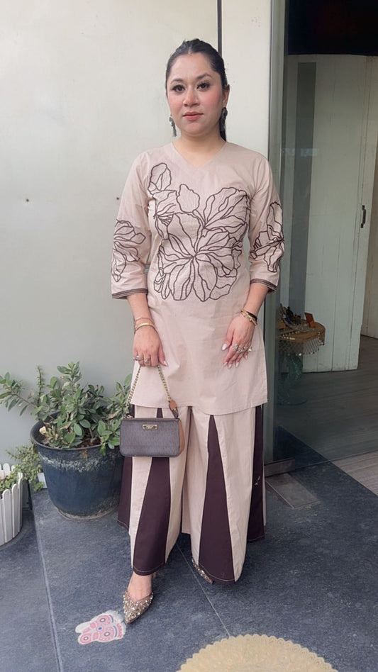 Urban Beige Brown Cotton Designer Cordset