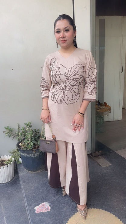 Urban Beige Brown Cotton Designer Cordset