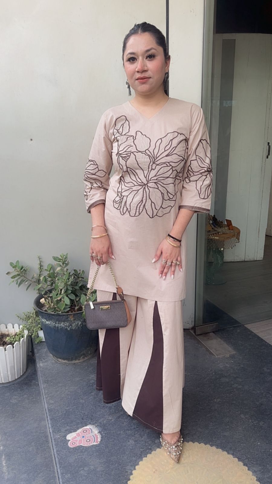 Urban Beige Brown Cotton Designer Cordset