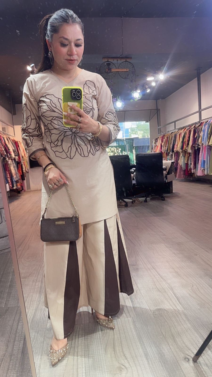Urban Beige Brown Cotton Designer Cordset