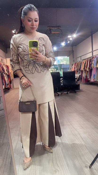Urban Beige Brown Cotton Designer Cordset