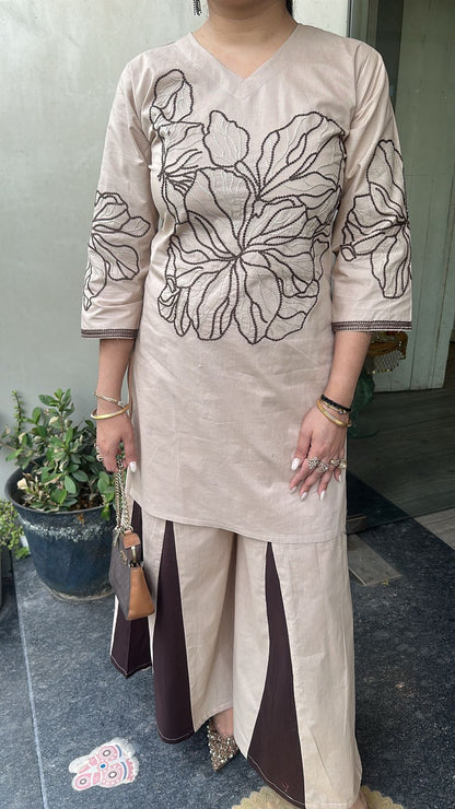 Urban Beige Brown Cotton Designer Cordset