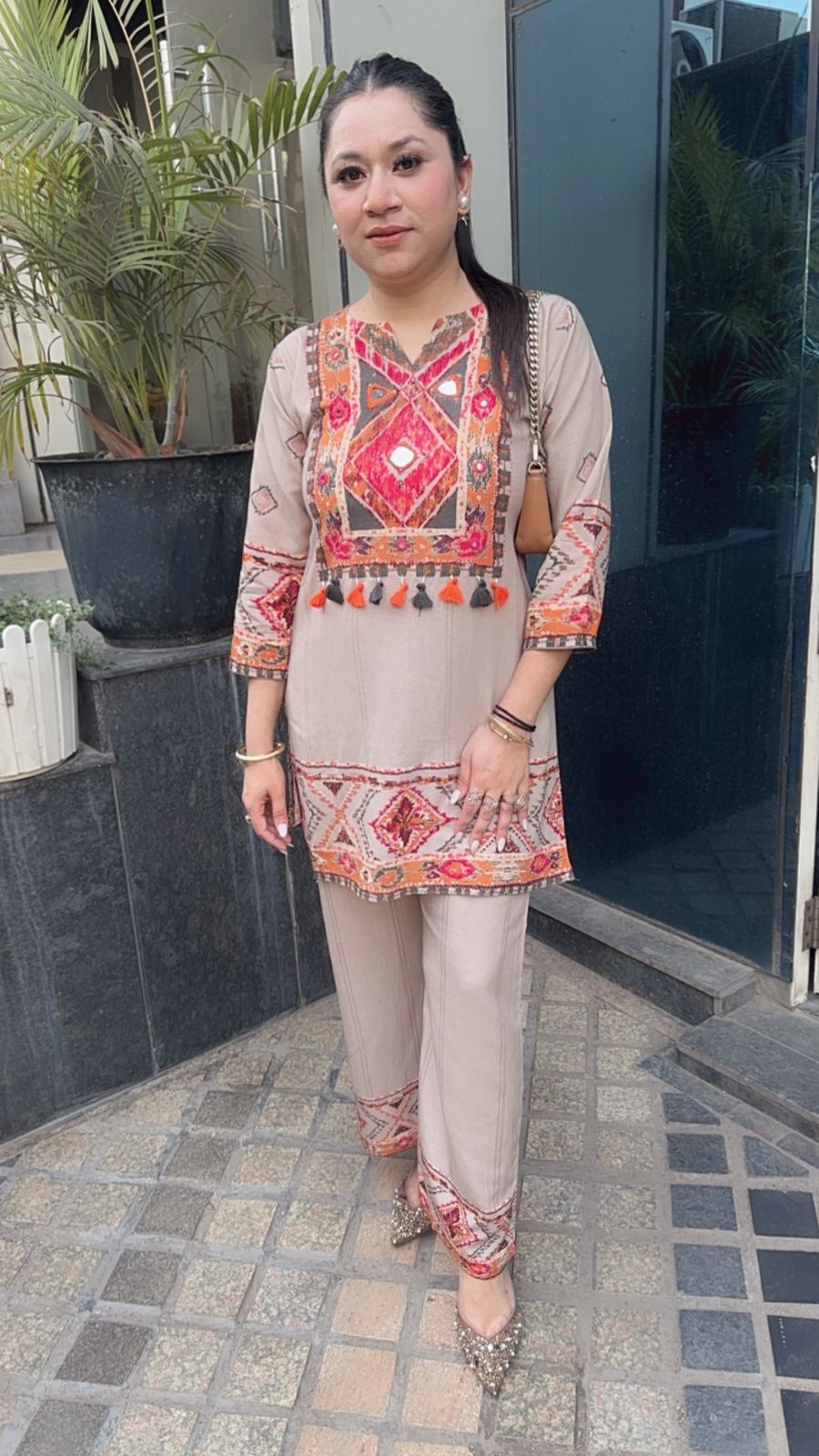 Flicka Beige Cotton Designer Cordset