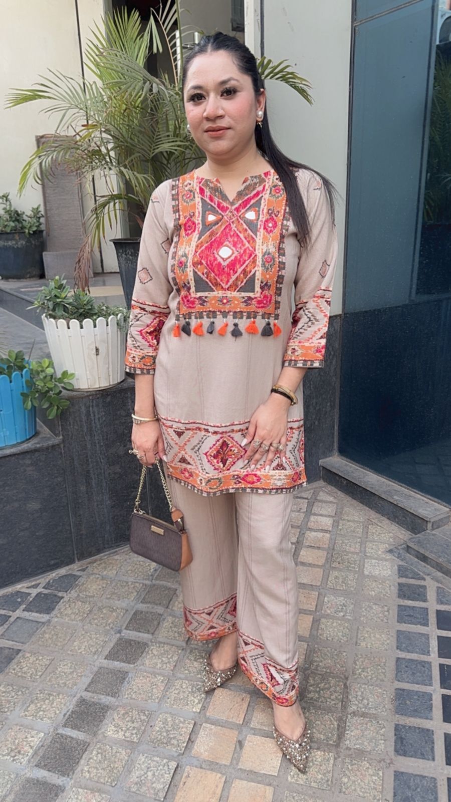 Flicka Beige Cotton Designer Cordset