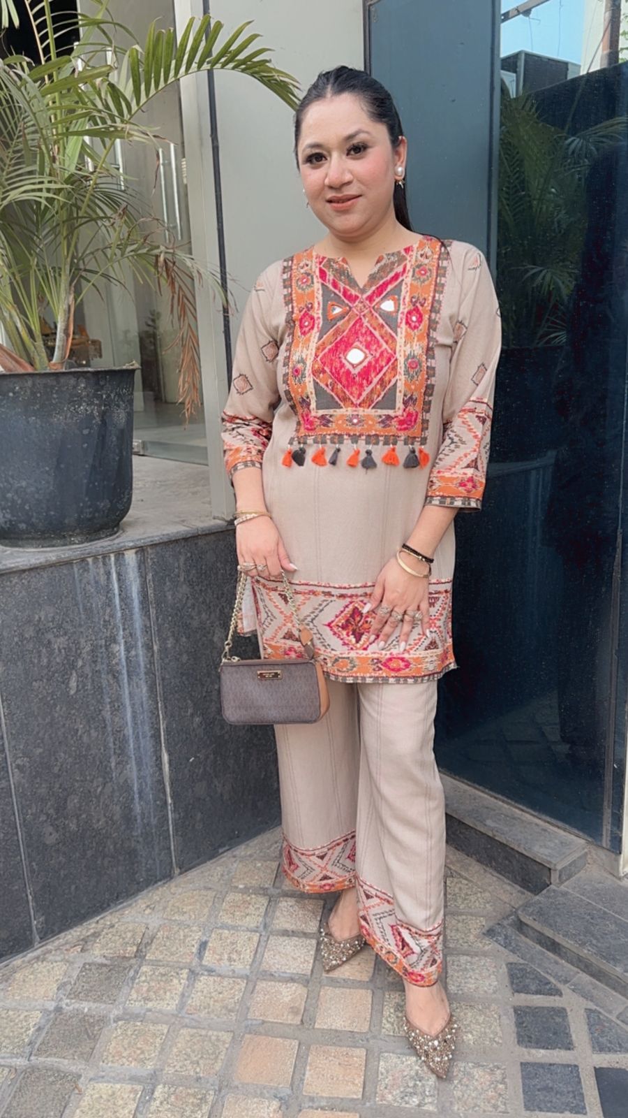 Flicka Beige Cotton Designer Cordset