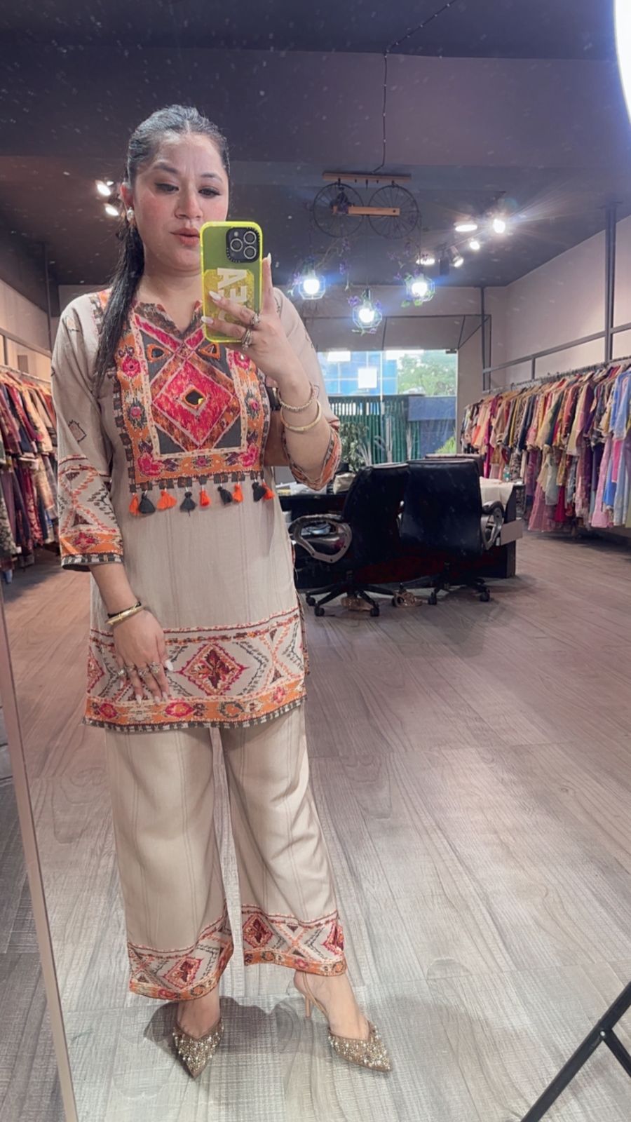 Flicka Beige Cotton Designer Cordset