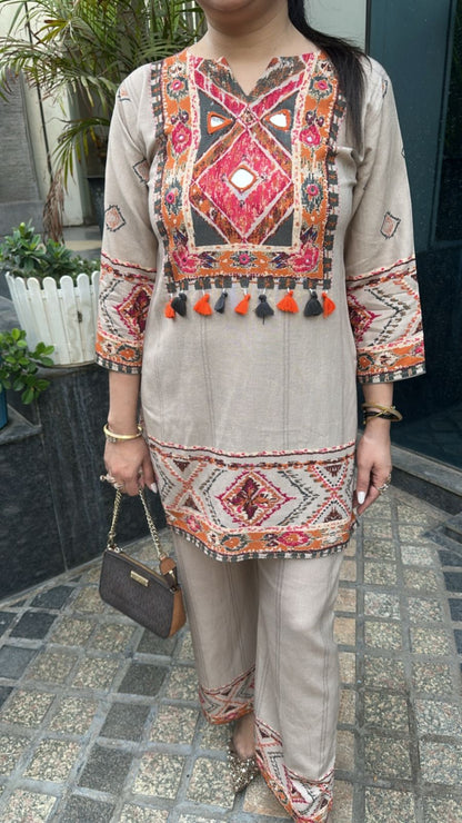 Flicka Beige Cotton Designer Cordset