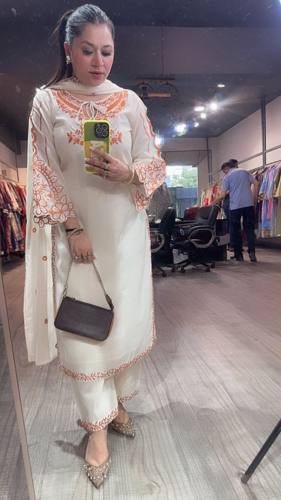 Herbs Rust Ivory cotton Designer Suit