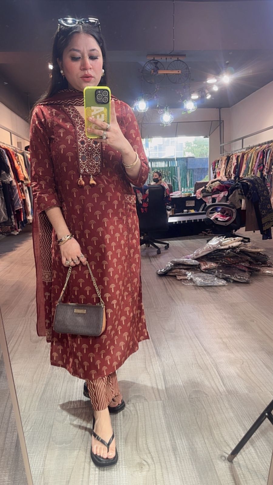 Hawa Brown Mirror Digital print Suit