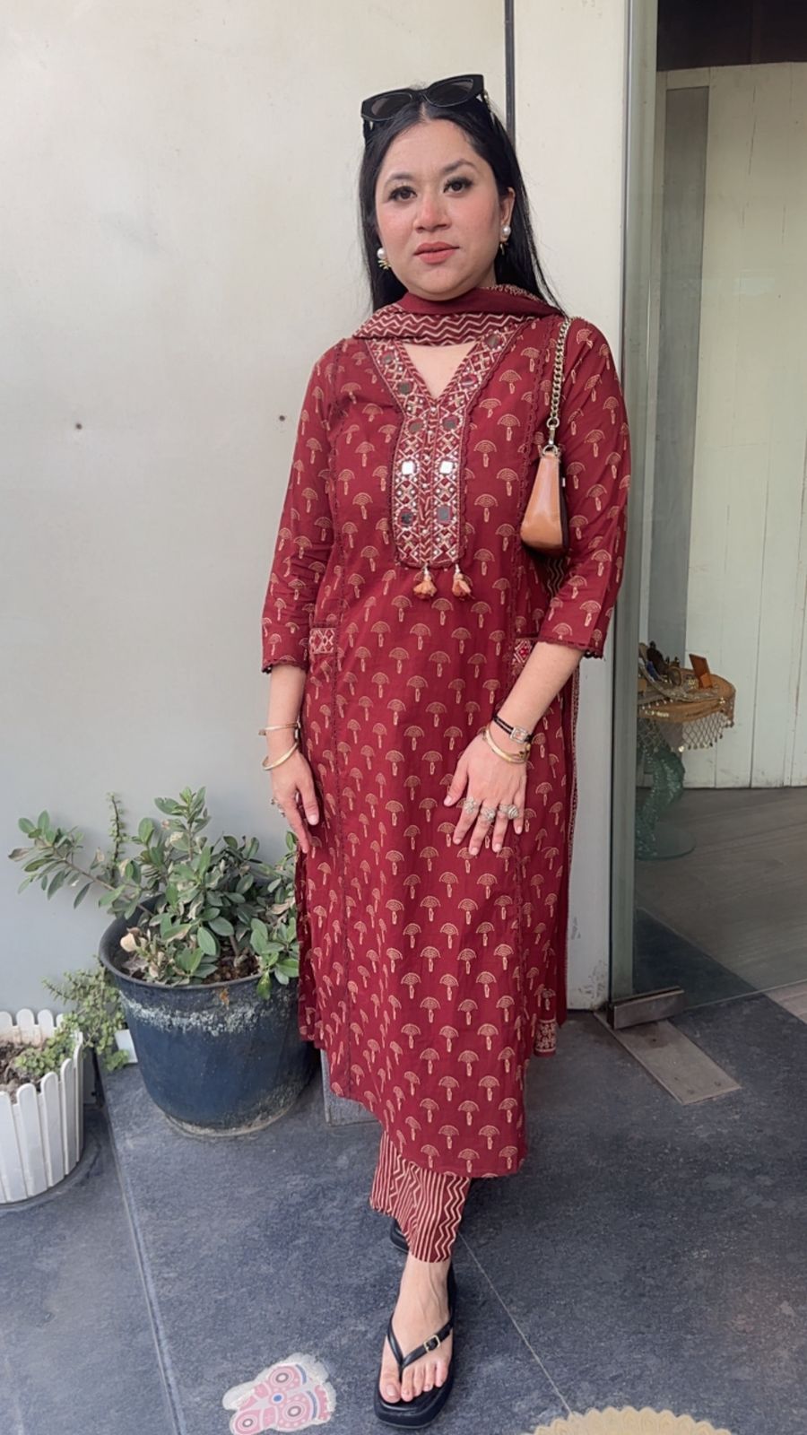 Hawa Brown Mirror Digital print Suit