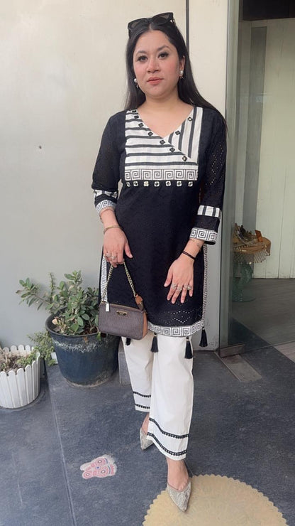 Mystery Black white Cotton Designer Cordset