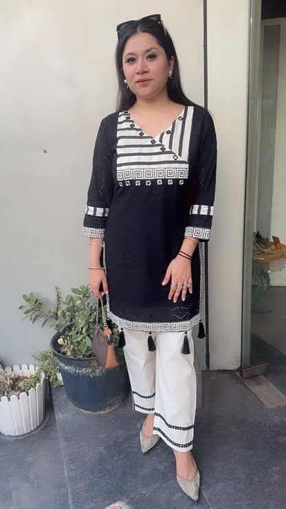 Mystery Black white Cotton Designer Cordset