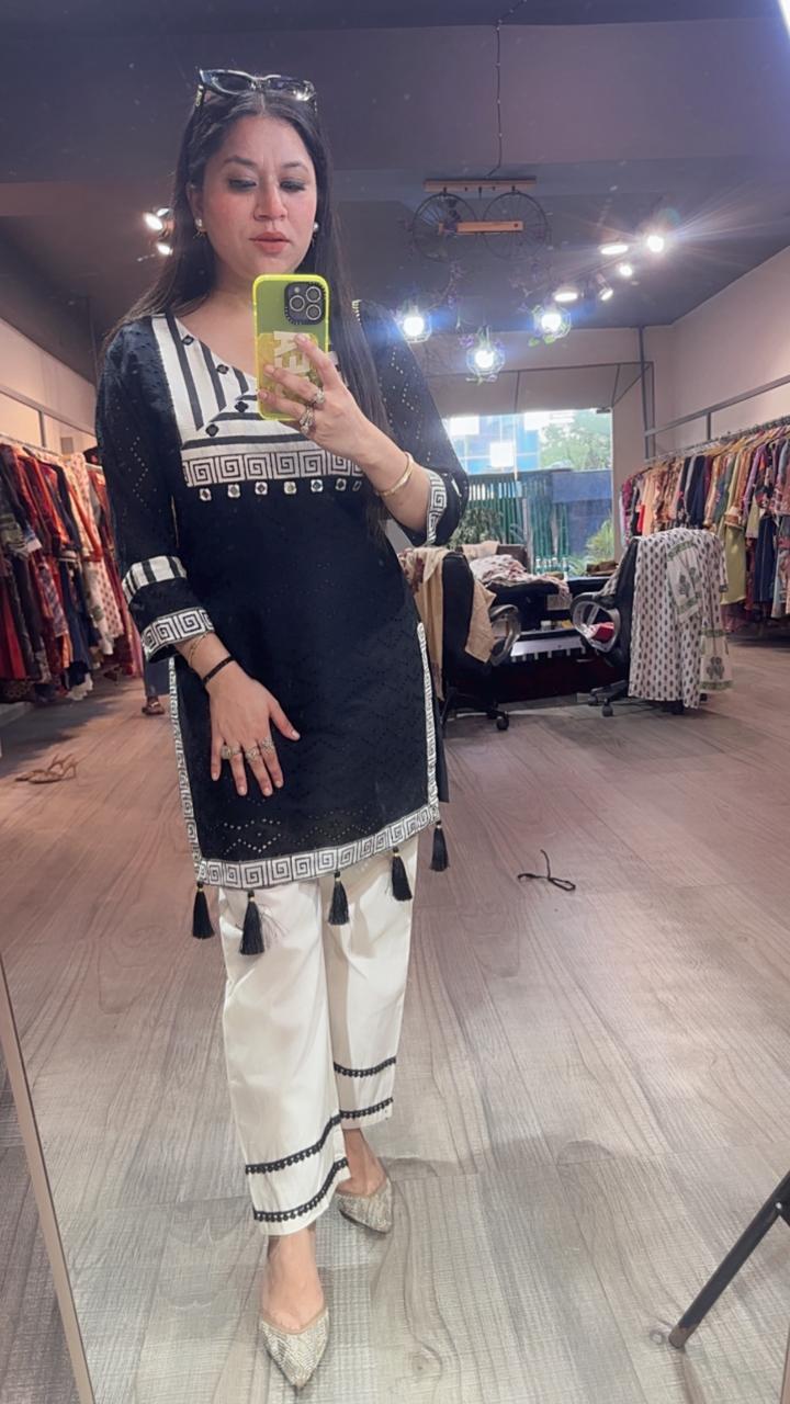 Mystery Black white Cotton Designer Cordset
