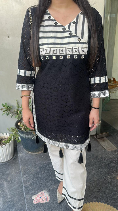 Mystery Black white Cotton Designer Cordset