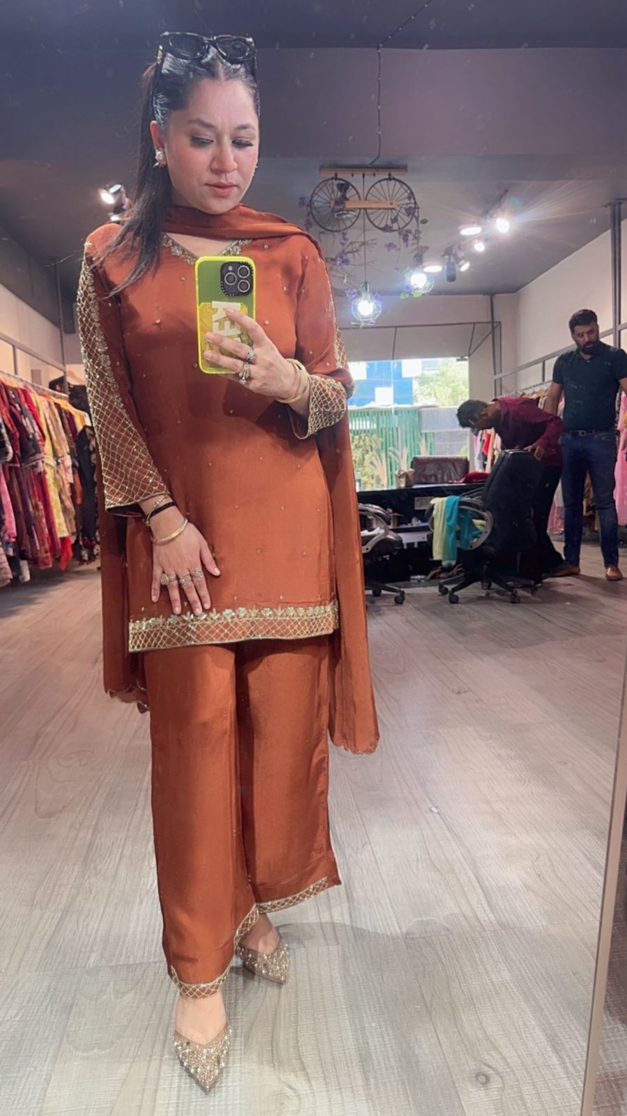 Jannat Rust Brown Katdana Designer Suit