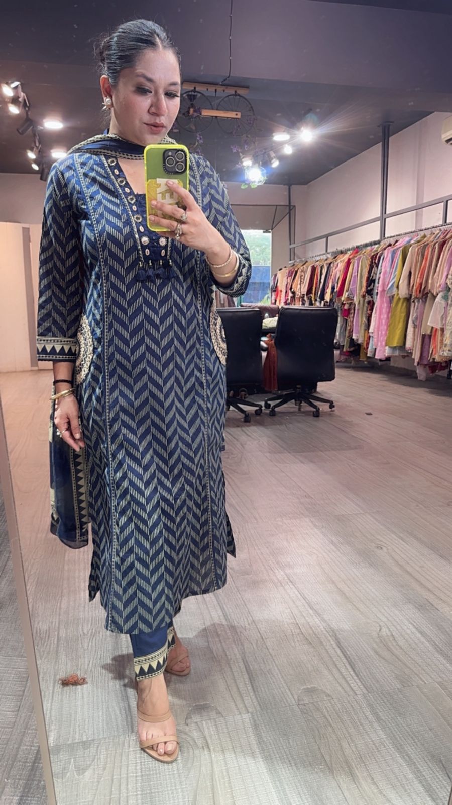 Garlic Navy Blue Digital print Suit