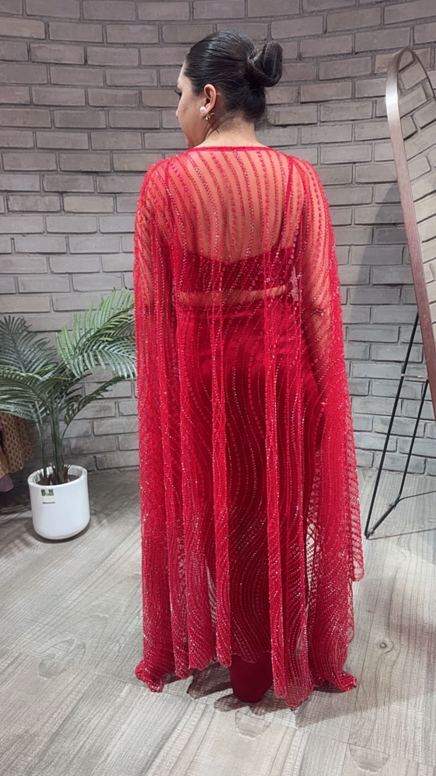 Kainaat Red Designer Dhoti Style