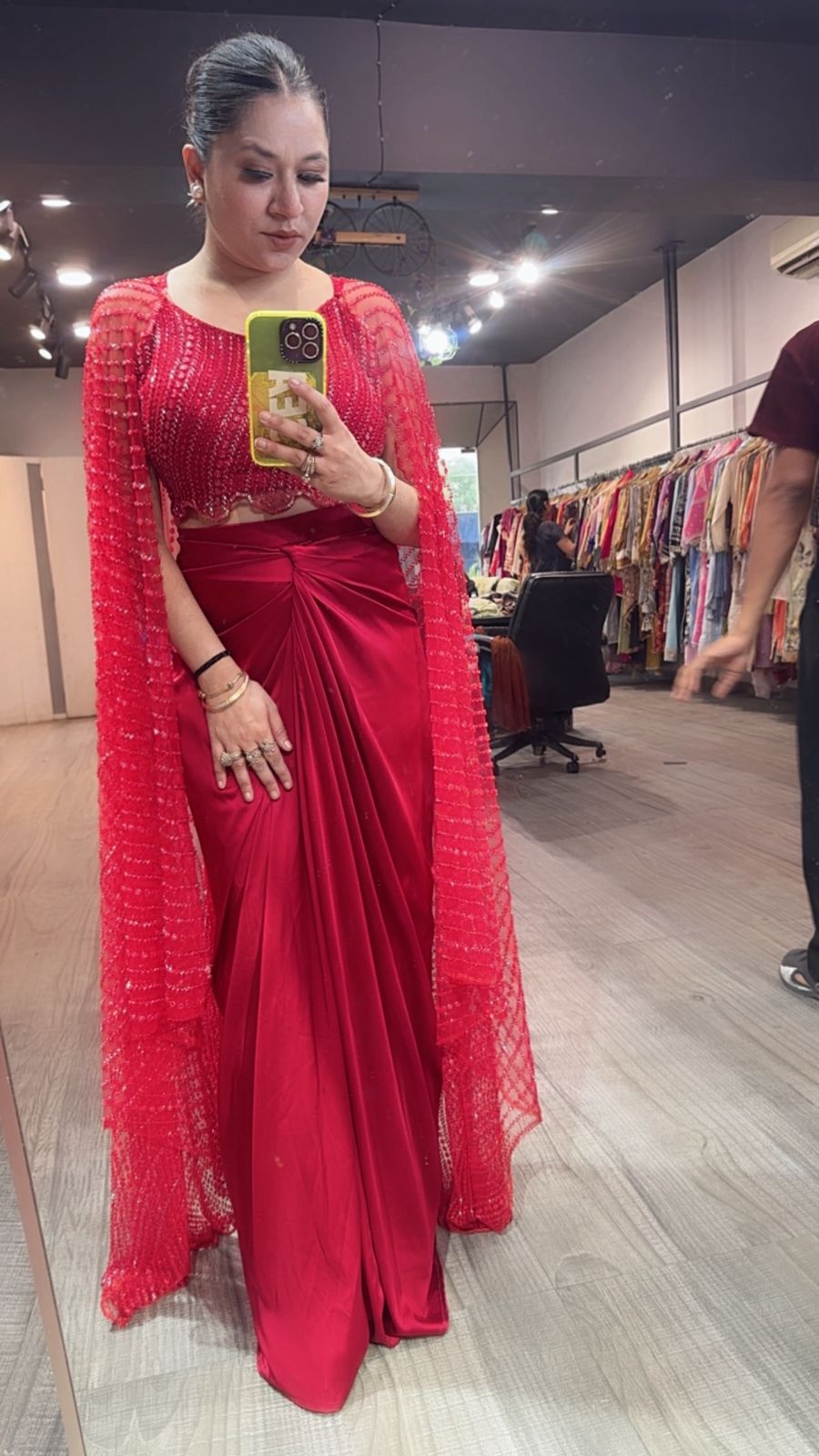 Kainaat Red Designer Dhoti Style