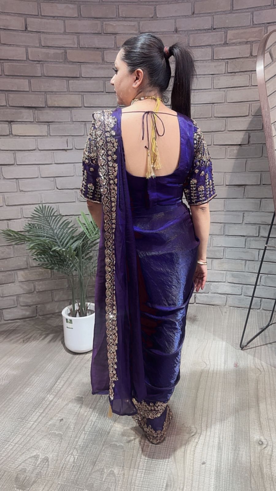 Pakeeza purple Hand work Designer Saree