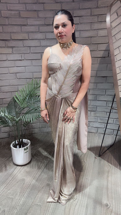 Cosmo Silver Designer Drape Saree