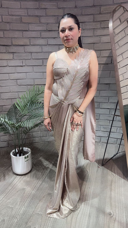 Cosmo Silver Designer Drape Saree