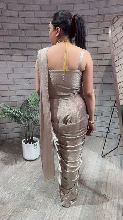 Cosmo Silver Designer Drape Saree