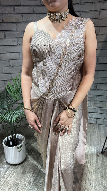 Cosmo Silver Designer Drape Saree