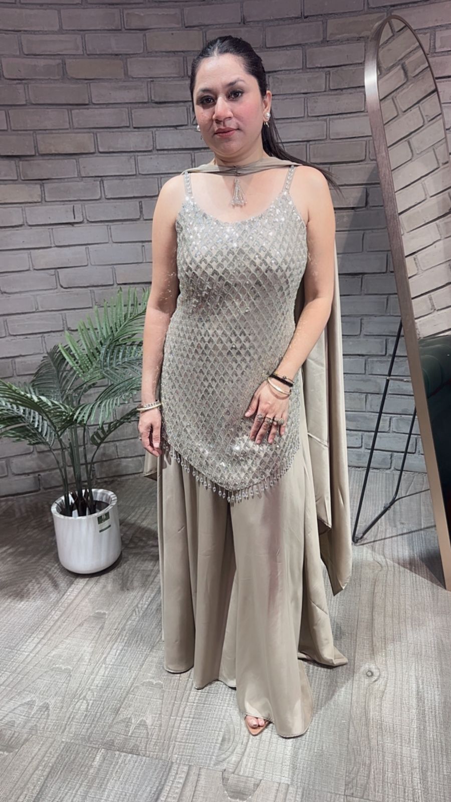 Vintage Silver Designer Suit (Sleeve Fabric Attached)