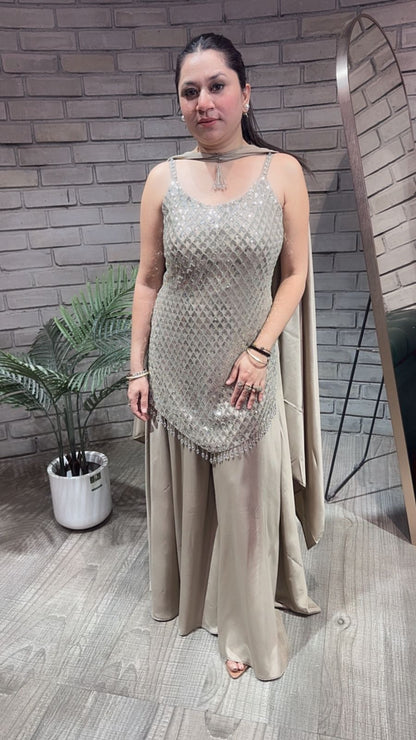 Vintage Silver Designer Suit (Sleeve Fabric Attached)