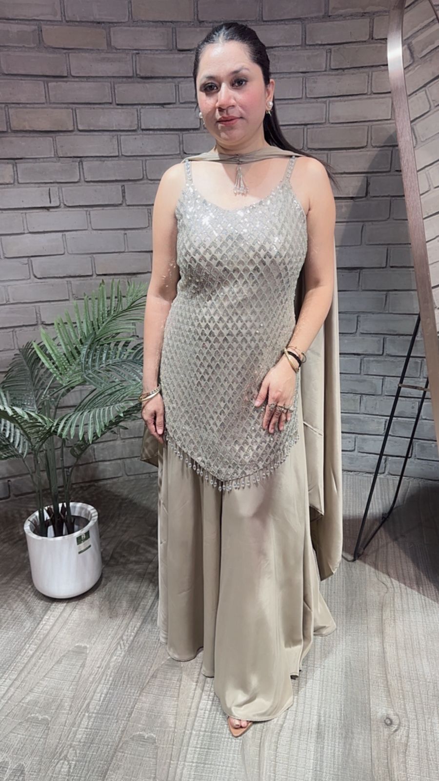 Vintage Silver Designer Suit (Sleeve Fabric Attached)